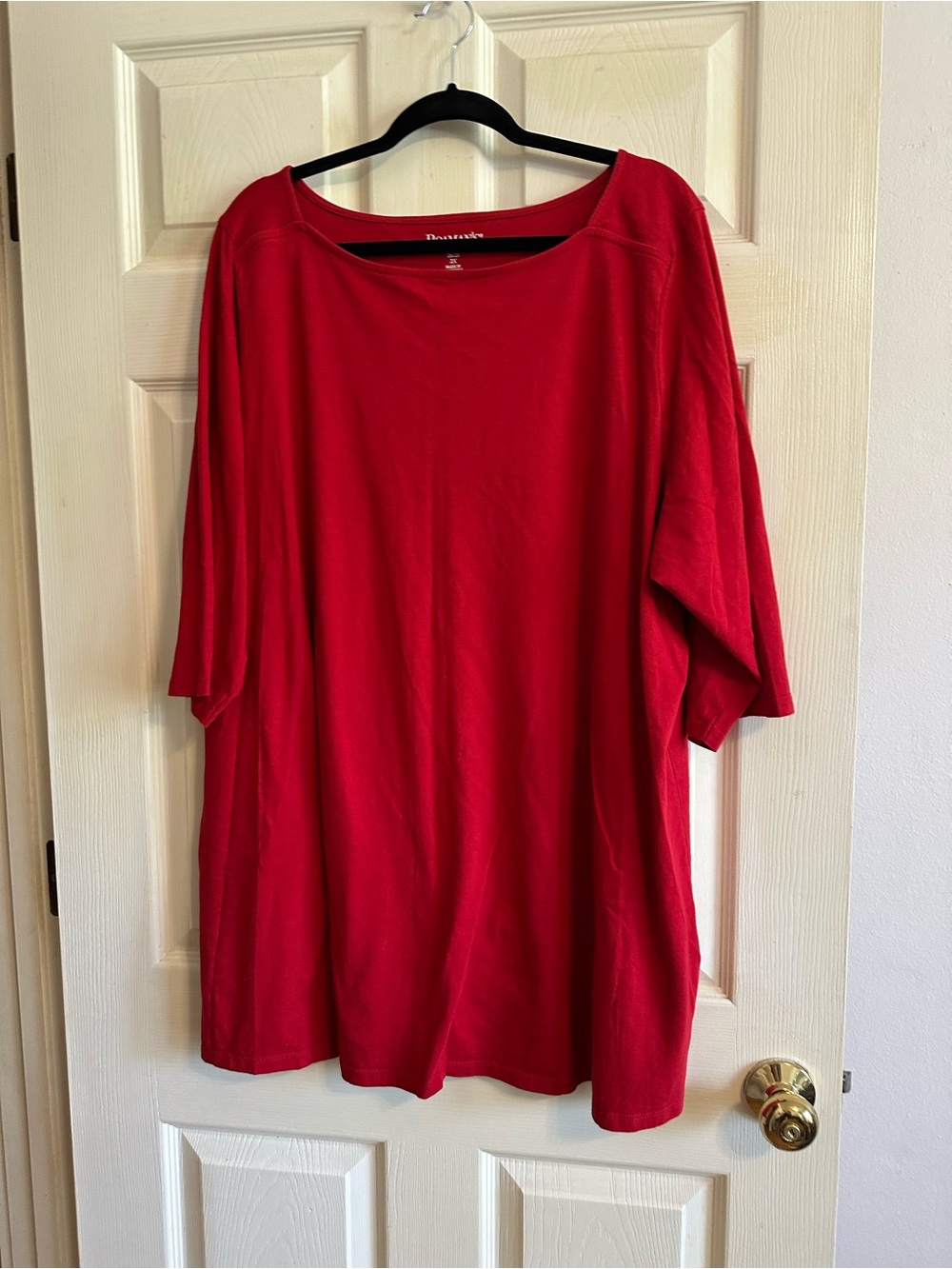 Roaman's Red Relaxed 3/4 Sleeve Tee